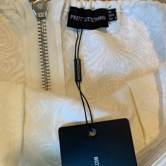 White Jacquard Bandeau Asymmetric Frill Hem Midi - Picture 4 of 6